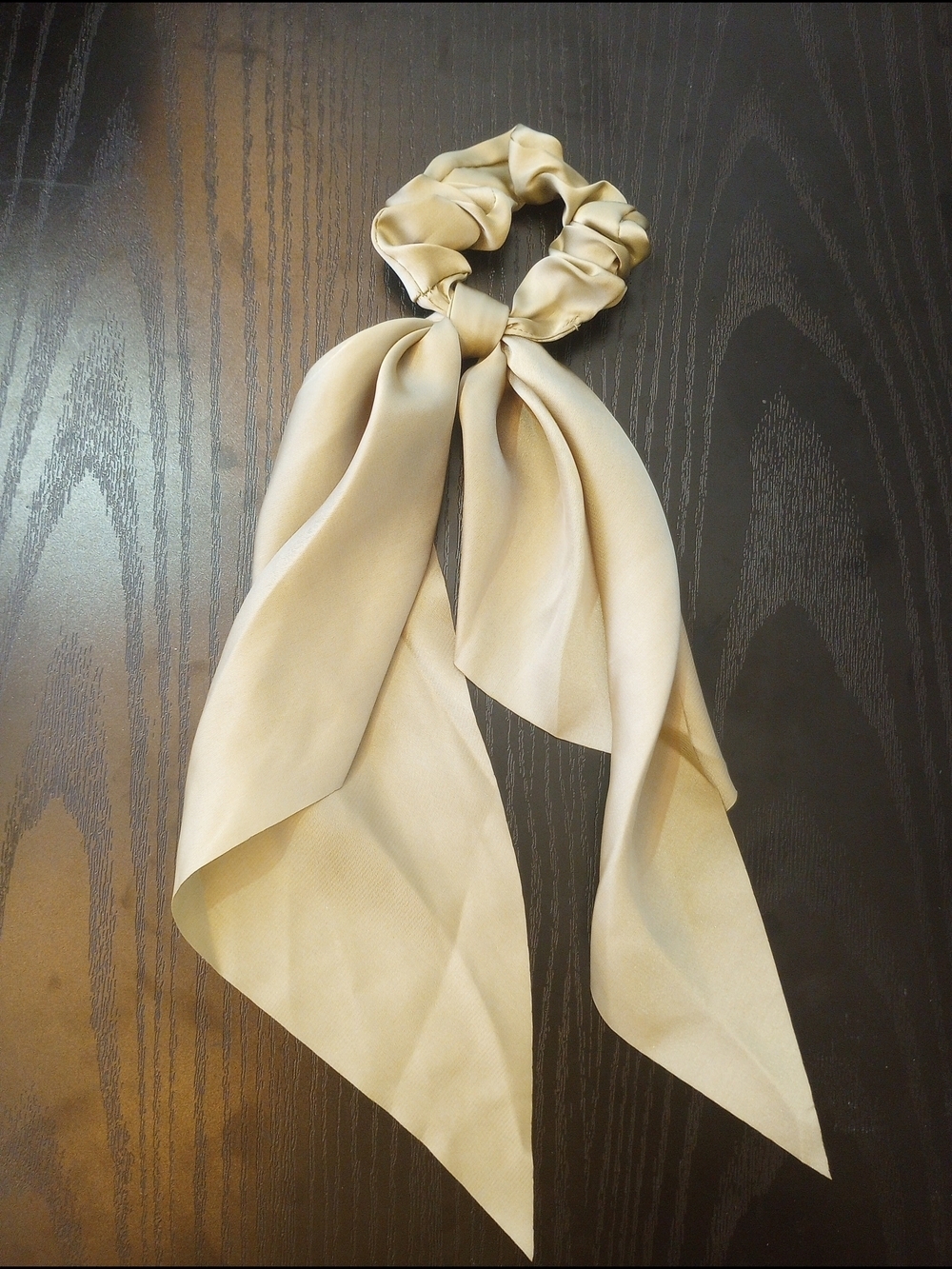 Olive Green Satin Long Tail Scrunchie